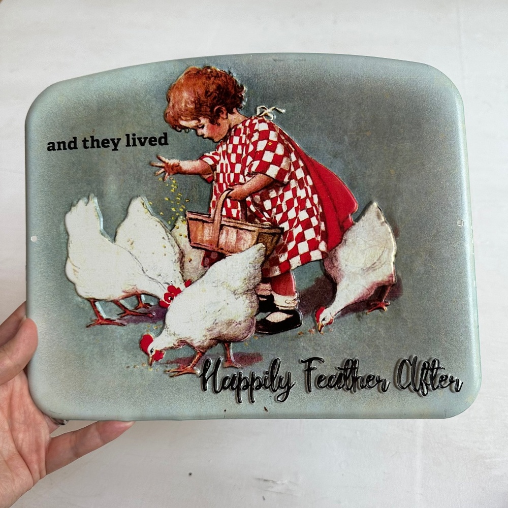 And They Lived Happily Ever After Metal Chicken Sign